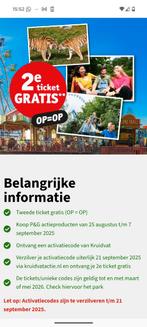 Code voor 2e tickets gratis: Walibi, Beekse Bergen, etc., Tickets en Kaartjes, Kortingen en Cadeaubonnen, Twee personen, Kortingsbon