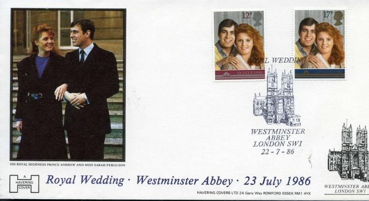 Engeland 86 892 Huwelijk Prins Andrew X Miss Sarah Ferguson, Postzegels en Munten, Postzegels | Eerstedagenveloppen, Onbeschreven
