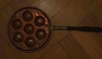 Koperen poffertjespan poffertjes pan antieke antiek koper beschikbaar voor biedingen