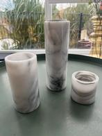 Marmeren Waxinelichthouders, Huis en Inrichting, Woonaccessoires | Kandelaars en Kaarsen, Overige materialen, Wit, Ophalen of Verzenden