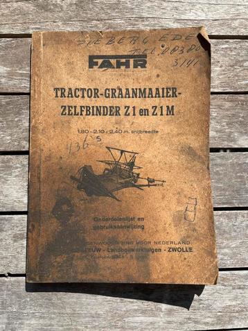 Fahr Z1 | Z1M tractor graanmaaier-zelfbinder handleiding beschikbaar voor biedingen
