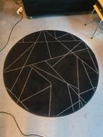 Zwart rond vloerkleed met geometrische print  140 cm, Ophalen, Gebruikt, Zwart, Rond