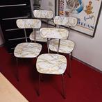 Vintage Gemarmerde Formica Keukenstoelen - Set van 4, Ophalen, Gebruikt, Overige kleuren, Vier