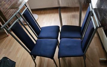 4 stuks eetkamerstoelen blauw 