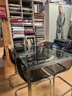 Glazen Eettafel met Transparante Stoelen tobias zwart ikea, Huis en Inrichting, Gebruikt, 100 tot 150 cm, Ophalen of Verzenden