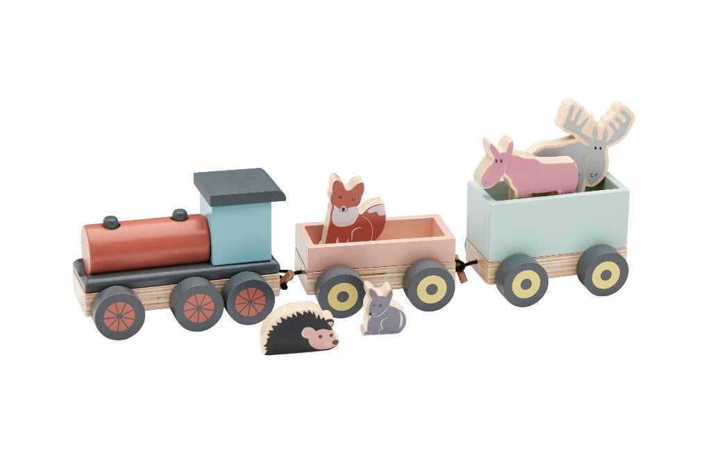 Houten Speeltrein Dieren Edvin Kids Concept, Kinderen en Baby's, Speelgoed | Houten speelgoed, .., Hello@kidsconcept.com, Nieuw