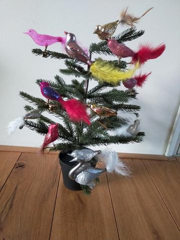 Diverse glazen vogeltjes op knijpertje, klem, met veren  beschikbaar voor biedingen