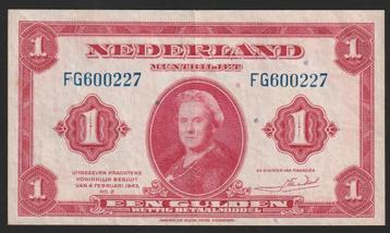 1 gld 1943 FG 600227 (wilhelmina) mooi exemplaar beschikbaar voor biedingen