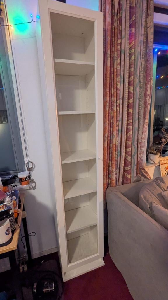 1 ikea billy boekenkasten met glazen deuren, Minder dan 50 cm, Gebruikt, Glas, Ophalen of Verzenden