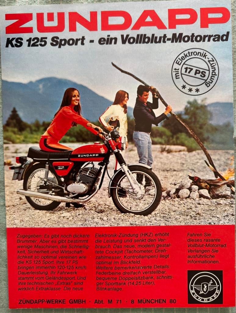 Advertentie Zündapp KS125 Sport, Verzenden, Zo goed als nieuw, Motoren