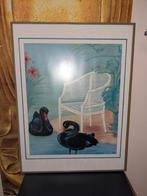 vintage art deco poster met groene lijst, Rechthoekig Staand, Met lijst, Ophalen of Verzenden, Zo goed als nieuw