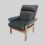 Deense leren design eiken fauteuil, Huis en Inrichting, Ophalen, Gebruikt, Danish Modern, 50 tot 75 cm