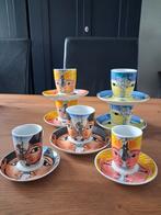 YONG ART - 7  kop en schotels - 5 cappuccino en 2 espresso, Huis en Inrichting, Keuken | Servies, Ophalen of Verzenden, Zo goed als nieuw