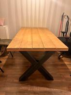 Eettafel met zwarte X poten, Huis en Inrichting, Tafels | Eettafels, Ophalen, Gebruikt, 50 tot 100 cm, 150 tot 200 cm