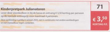 Kinderpretpark Julianatoren, Apeldoorn. € 3,50 korting p.p. beschikbaar voor biedingen