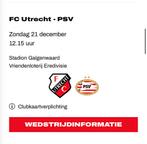 2 tickets kraker Fc Utrecht - PSV, Tickets en Kaartjes, Twee personen, Overige soorten