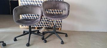 Set 4 Bureau eetkamerstoelen grijs en oudroze 