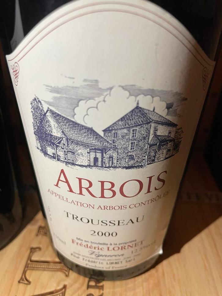 2x Arbois Trousseau 2000 - Jura Rode Wijn, Verzamelen, Wijnen, Zo goed als nieuw, Rode wijn, Frankrijk, Vol, Ophalen of Verzenden