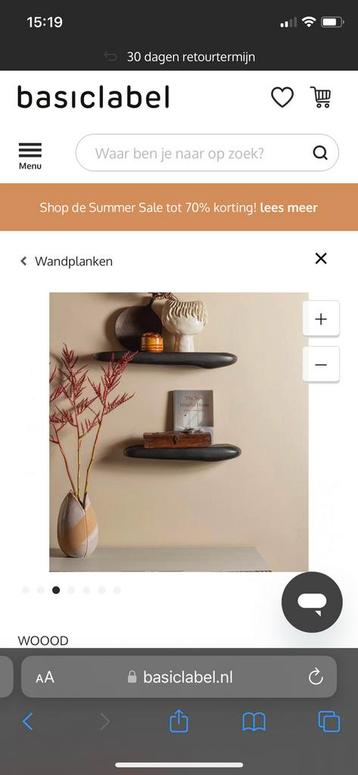 Woood wandplank zwart