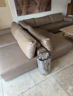 Leren bankstel, groot, taupe, Ophalen, Gebruikt, 100 tot 125 cm, Hoekbank