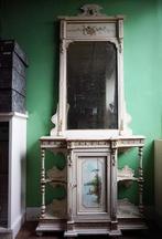 Antieke brocante houten spiegel met console voor hal, Antiek en Kunst, Ophalen