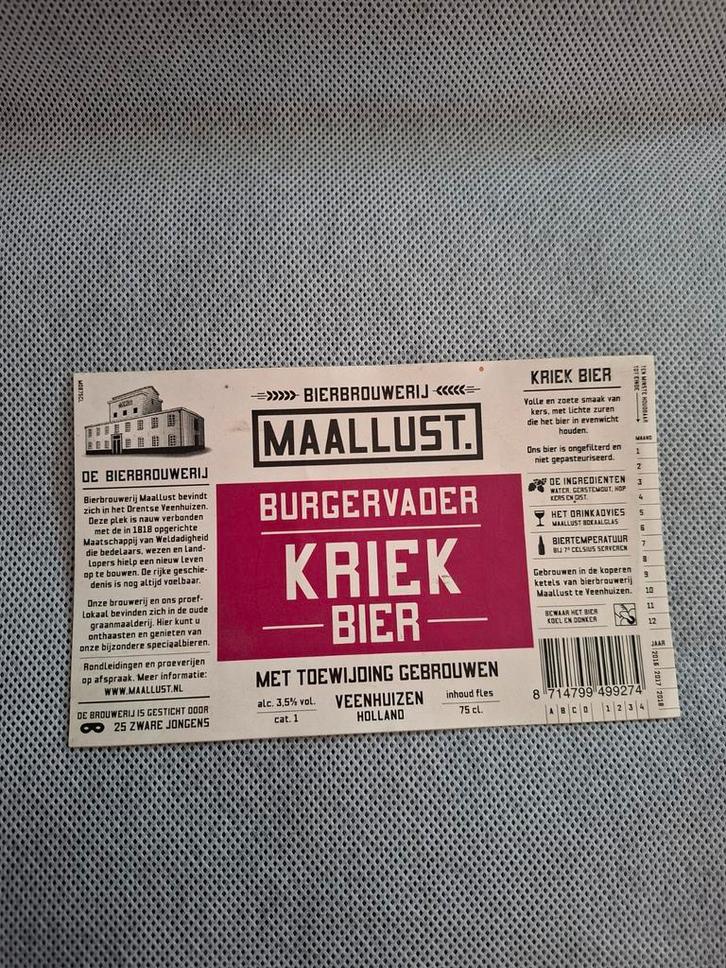 Zeldzaam Maallust Etiket - Uniek!, Verzamelen, Biermerken, Nieuw, Overige typen, Overige merken, Ophalen of Verzenden