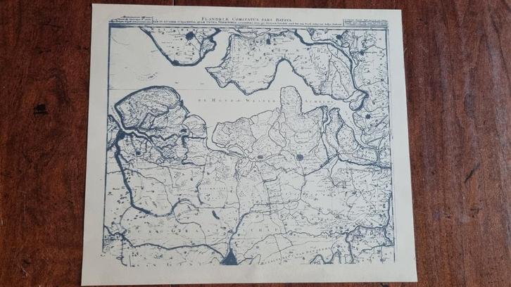 Oude Landkaart van graafschap Vlaanderen en het Bataafse dee, Antiek en Kunst, Kunst | Litho's en Zeefdrukken, Ophalen of Verzenden