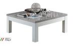 Salontafel Forever hoogglans marmer wit-zwart-100x100 cm SAL, Vierkant, Nieuw, Minder dan 50 cm, 50 tot 100 cm