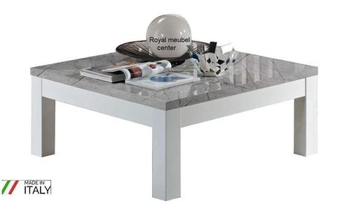 Salontafel Forever hoogglans marmer wit-zwart-100x100 cm SAL, Huis en Inrichting, Tafels | Salontafels, Nieuw, Minder dan 50 cm