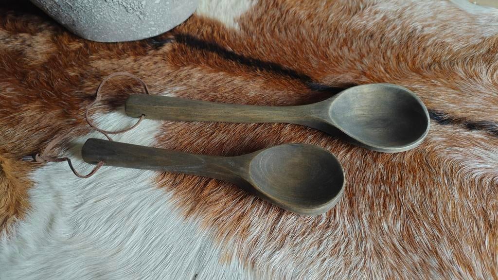 Houten lepels met leer lusje, Huis en Inrichting, Woonaccessoires | Overige, Ophalen of Verzenden