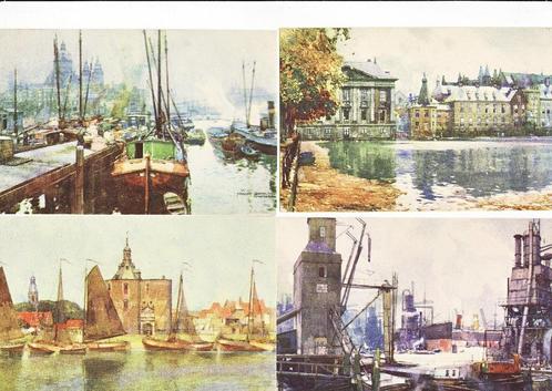 6x Stads-ansicht (1) Delft-Elburg-Enkhuizen-Rotterdam-A'dam, Verzamelen, Ansichtkaarten | Nederland, Ongelopen, Zuid-Holland, 1920 tot 1940