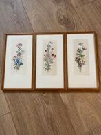 3 Schilderijtjes Litho's Tjitske Tiele Modderman - Bloemen, Ophalen