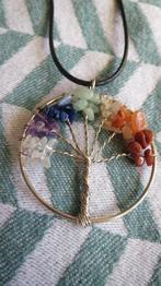 Levensboom, chakra ketting, zilver, 7 kleuren halfedelstenen, Verzenden, Zo goed als nieuw, Overige kleuren, Zilver