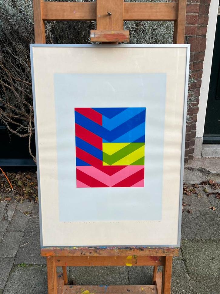 Zeefdruk Piet Zegveld gesigneerd abstract geometrisch set/2, Antiek en Kunst, Kunst | Litho's en Zeefdrukken, Ophalen of Verzenden