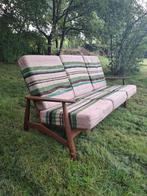 Vintage design bank jaren 50 teak Scandinavisch dutch design, Hout, Gebruikt, Driepersoons, 75 tot 100 cm