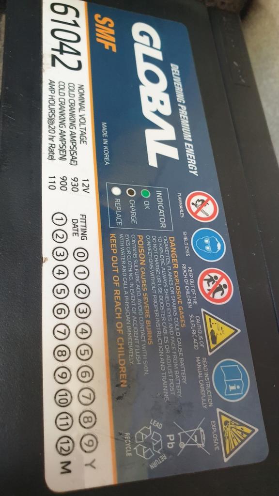 Auto Accu 110 Ahm 12V Global - Goede staat!, Auto-onderdelen, Accu's en Toebehoren, Overige automerken, Universele onderdelen