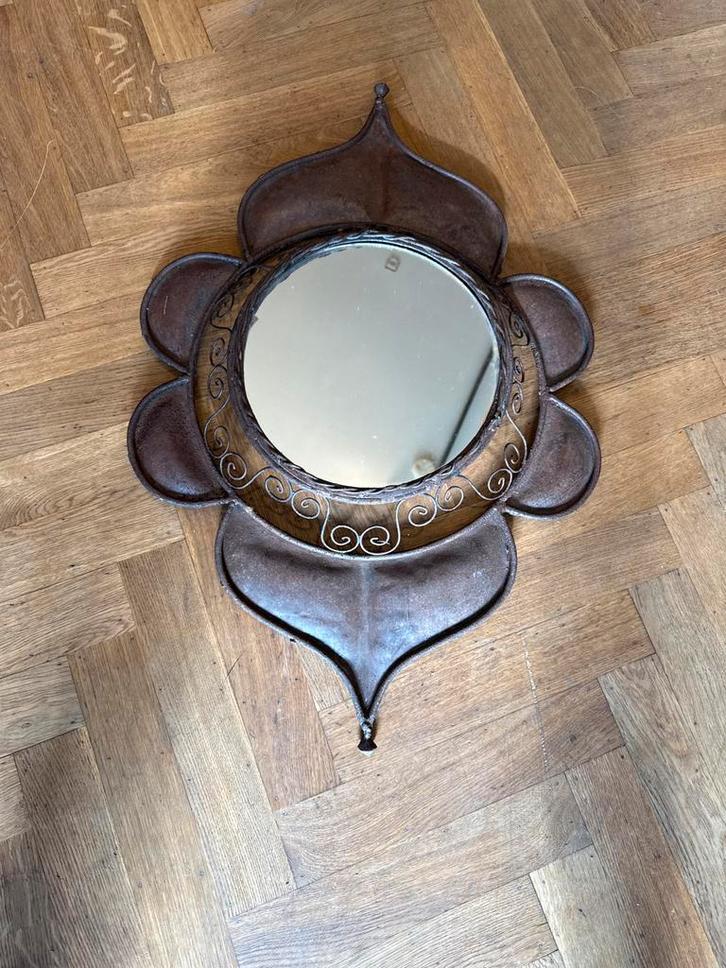 Antieke Buitenspiegel Bloemvorm, Huis en Inrichting, Woonaccessoires | Spiegels, Gebruikt, Minder dan 50 cm, Minder dan 100 cm