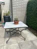 Vierkante tuintafel onderstel metaal blad natuursteen, Ophalen, Gebruikt, Vierkant, Metaal