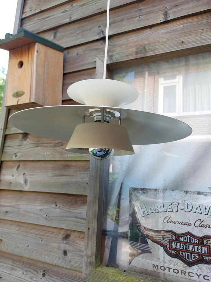 Vintage Deense Hanglamp - Jaren 70 Design, Huis en Inrichting, Lampen | Hanglampen, Gebruikt, Minder dan 50 cm, Kunststof, Metaal