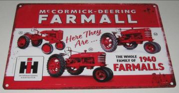 TRACTOR : Metalen Bord - McCORMICK - DEERING - FARMALL  beschikbaar voor biedingen