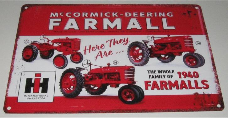 TRACTOR : Metalen Bord - McCORMICK - DEERING - FARMALL, Verzamelen, Merken en Reclamevoorwerpen, Nieuw, Reclamebord, Verzenden