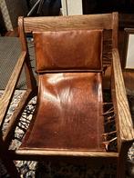 Zeldzame Veterstoel Stefan Düring - Essenhout & Leer, Huis en Inrichting, Stoelen, Bruin, Ophalen of Verzenden, Eén, Hout