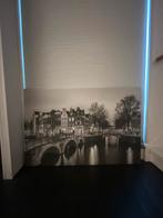 Canvas zwart en wit van de gracht van Amsterdam., Huis en Inrichting, Ophalen, Nieuw, Print, Minder dan 50 cm