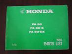 HONDA PA50 PA50 S PA50 DX 1982 CAMINO parts list, Fietsen en Brommers, Handleidingen en Instructieboekjes, Ophalen of Verzenden