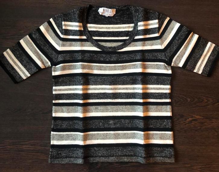 Marella gestreept truitje - Maat M, Kleding | Dames, Tops, Zo goed als nieuw, Maat 38/40 (M), Zwart, Korte mouw, Ophalen of Verzenden