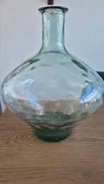 Glas groen vaas fles mandfles groot, Huis en Inrichting, Woonaccessoires | Vazen, Ophalen, Minder dan 50 cm, Groen, Glas