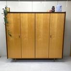 Vintage midcentury duotone 4deurs kledingkast `60 linnenkast