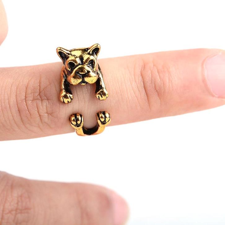 goud kleurige ring "bulldog"(niet van goud!!)verstelbaar!!!, Sieraden, Tassen en Uiterlijk, Ringen, Nieuw, Dame, 18 tot 19, Goud