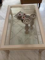 Houten tafel met glasplaten, Huis en Inrichting, 100 tot 150 cm, Ophalen of Verzenden, Zo goed als nieuw, 75 cm of meer