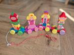 2x houten blokkentreintjes met poppetjes en met diertjes, Ophalen of Verzenden, Gebruikt